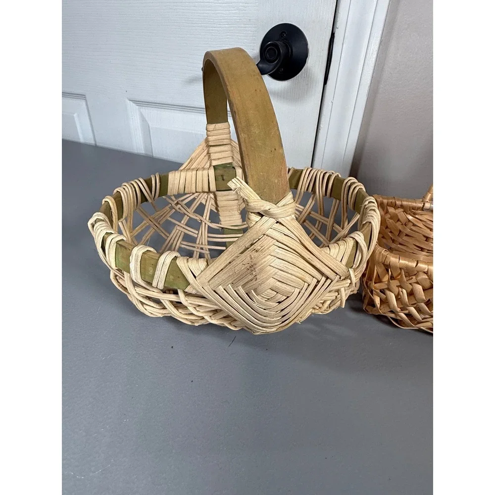 Wicker Basket Set Heart Shaped Round Rectangular Farmhouse Decor Lot 3